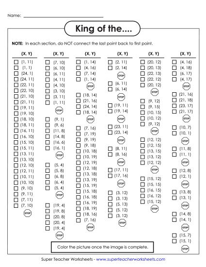 20x25 Grid: Basic - Mystery Graph - Castle (Printable PDF Worksheet)
