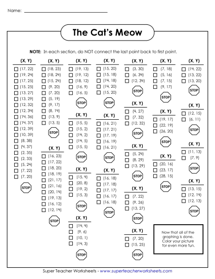 30x40 Grid: Intermediate - Mystery Graph - Cat in the Hat (Printable PDF Worksheet)