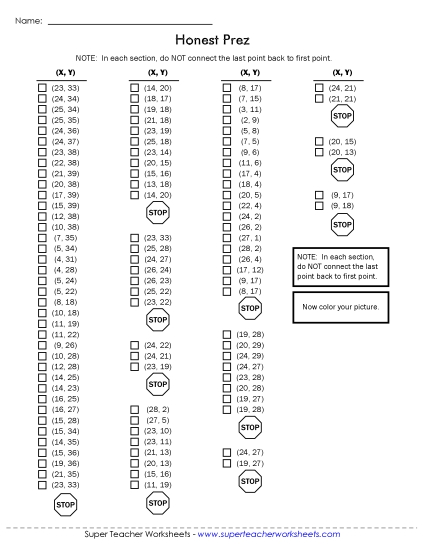 30x40 Grid: Intermediate - Mystery Graph - Lincoln (Printable PDF Worksheet)