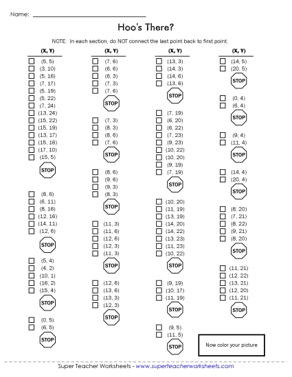 Basic (Positive Numbers to 20) - Mystery Graph Picture (Owl) (Printable PDF Worksheet)