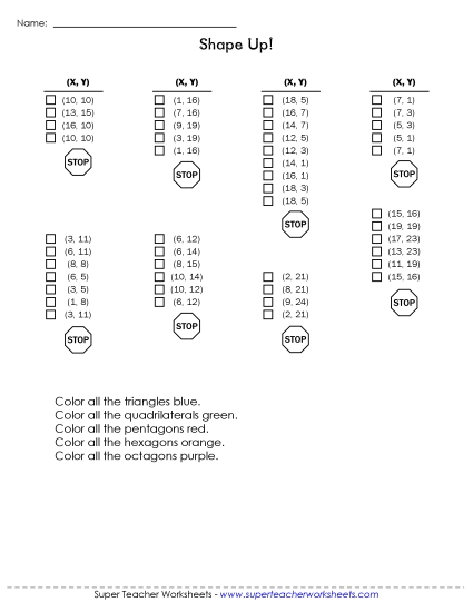 20x25 Grid: Basic - Mystery Graph - Polygons (Printable PDF Worksheet)