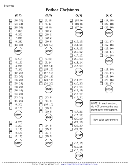 30x40 Grid: Intermediate - Mystery Graph - Santa (Printable PDF Worksheet)