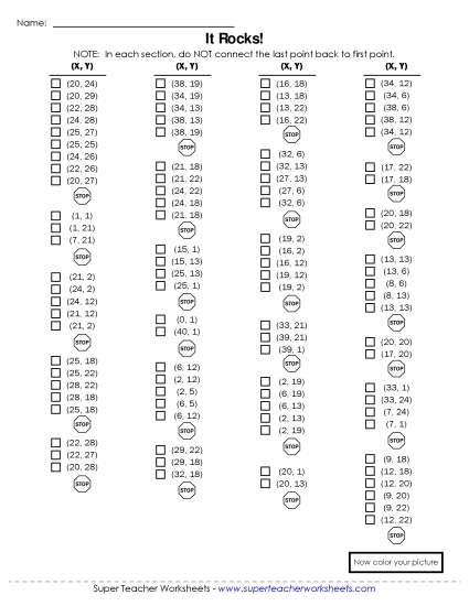 30x40 Grid: Intermediate - Mystery Graph - School House (Printable PDF Worksheet)