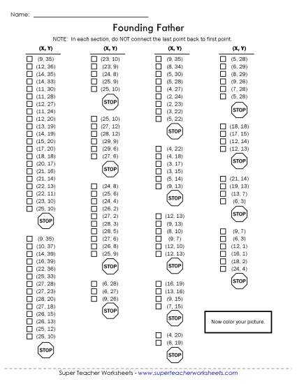 30x40 Grid: Intermediate - Mystery Graph - Washington (Printable PDF Worksheet)