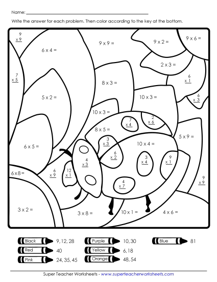 Mystery Pictures - Mystery Picture: Ladybug (0-10) (Printable PDF Worksheet)