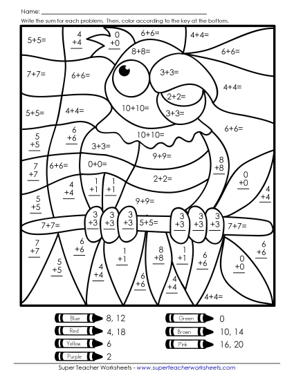 Practice Worksheets - Mystery Picture: Parrot (Printable PDF Worksheet)
