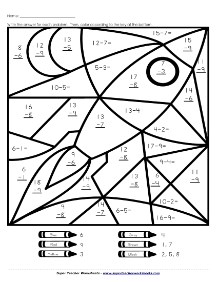 Mystery Pictures - Mystery Picture: Rocket (Printable PDF Worksheet)