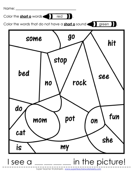 Worksheets - Mystery Picture: Short O (Printable PDF Worksheet)