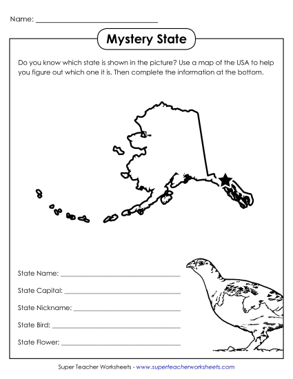 Mystery State Activities - Mystery State: Alaska (Printable PDF Worksheet)
