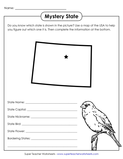 Mystery State Activities - Mystery State: Colorado (Printable PDF Worksheet)
