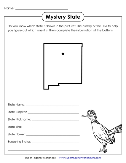 Mystery State Activities - Mystery State: New Mexico (Printable PDF Worksheet)