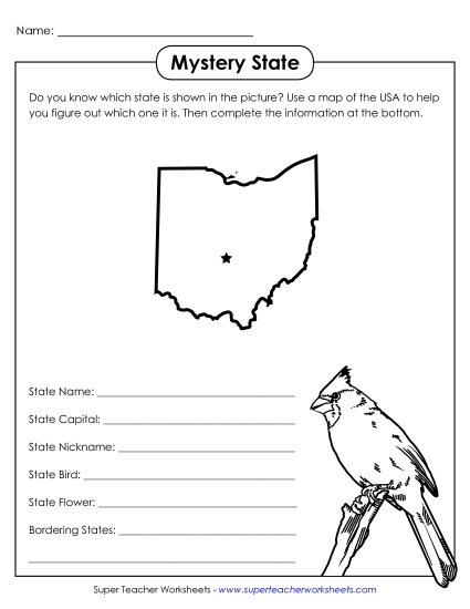 Mystery State Activities - Mystery State: Ohio (Printable PDF Worksheet)