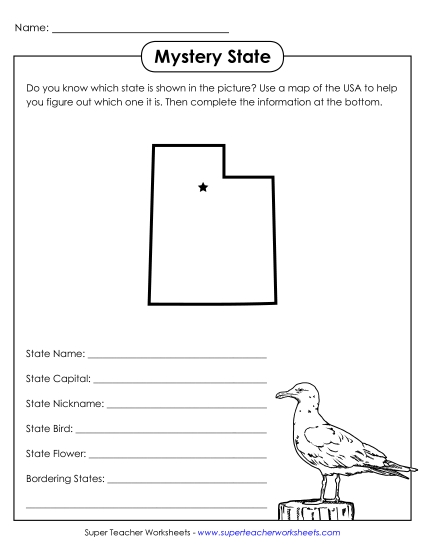 Mystery State Activities - Mystery State: Utah (Printable PDF Worksheet)
