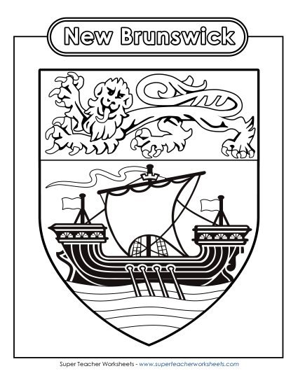 Flag and Coat of Arms - N.B. Escutcheon (Black & White) (Printable PDF Worksheet)