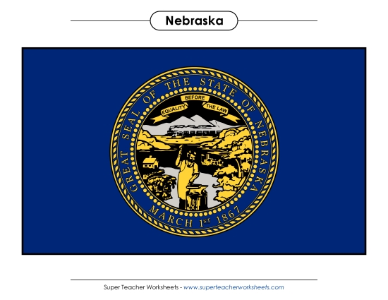 Flags & Seals - Nebraska State Flag (Full-Color Version) (Printable PDF Worksheet)