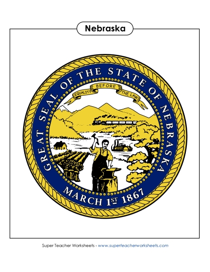 Flags & Seals - Nebraska State Seal (Full-Color Version) (Printable PDF Worksheet)