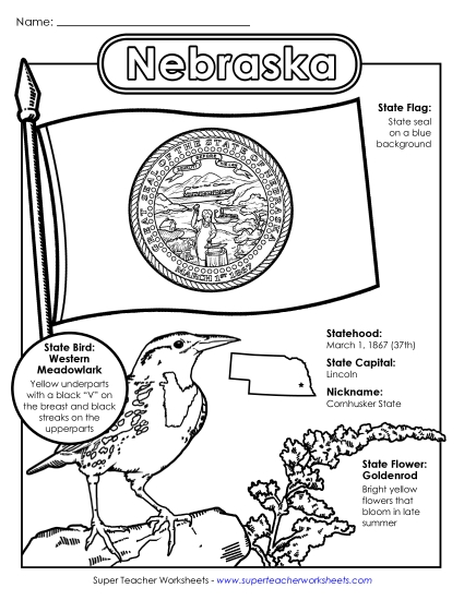 Symbols - Nebraska State Symbols Coloring Page (Printable PDF Worksheet)