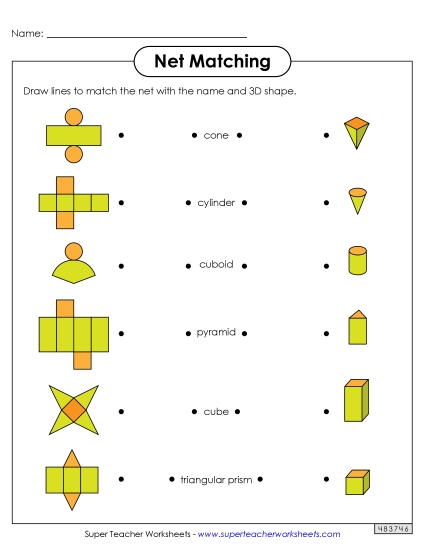 Nets Worksheets - Net Matching (Printable PDF Worksheet)