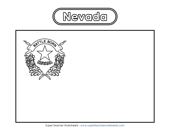 Flags & Seals - Nevada Flag Coloring Page (Printable PDF Worksheet)