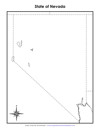 Maps - Nevada Map (Blank) (Printable PDF Worksheet)
