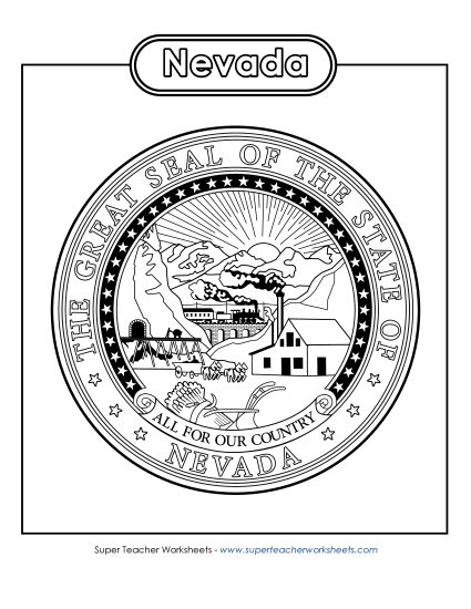 Flags & Seals - Nevada State Seal (Black & White) (Printable PDF Worksheet)