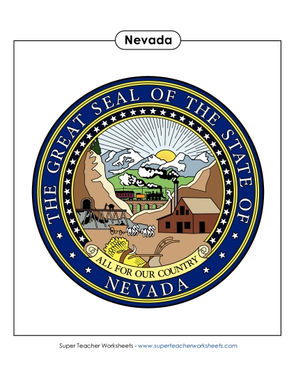 Flags & Seals - Nevada State Seal (Full-Color Version) (Printable PDF Worksheet)