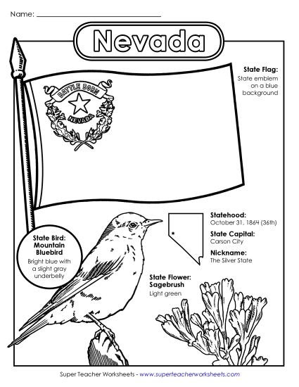 Symbols - Nevada State Symbols Coloring Page (Printable PDF Worksheet)
