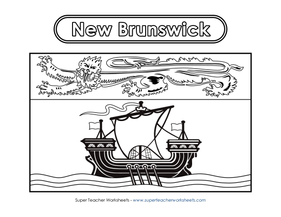 Flag and Coat of Arms - New Brunswick Flag (Black & White) (Printable PDF Worksheet)