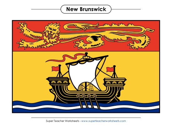 Flag and Coat of Arms - New Brunswick Flag (Full Colour) (Printable PDF Worksheet)