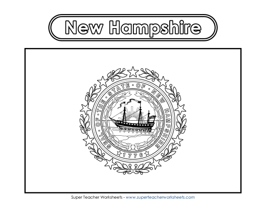 Flags & Seals - New Hampshire Flag Coloring Page (Printable PDF Worksheet)