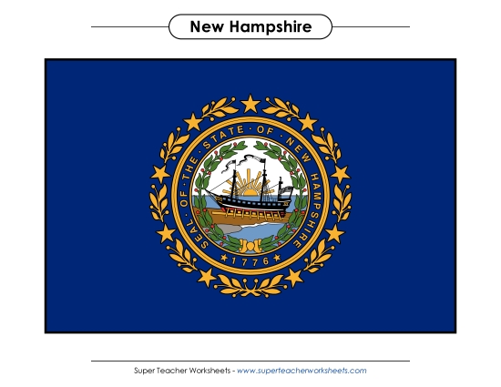 Flags & Seals - New Hampshire State Flag (Full-Color Version) (Printable PDF Worksheet)