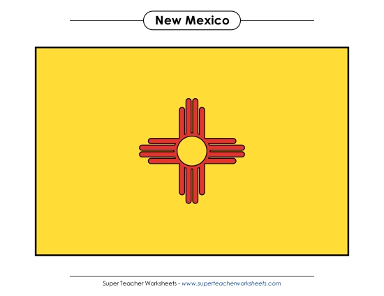 Flags & Seals - New Mexico State Flag (Full-Color Version) (Printable PDF Worksheet)