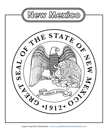 Flags & Seals - New Mexico State Seal (Black & White) (Printable PDF Worksheet)