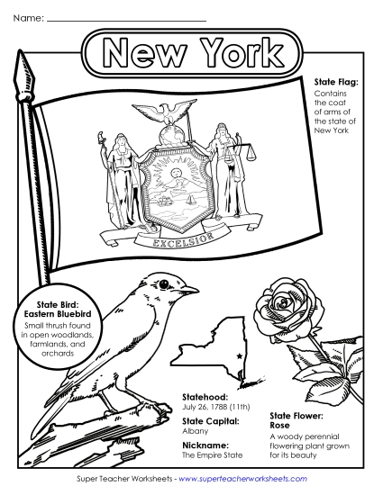 Symbols - New York State Symbols Coloring Page (Printable PDF Worksheet)