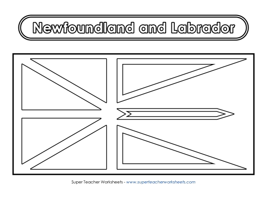 Flag and Coat of Arms - Newfoundland and Labrador Flag (Black & White) (Printable PDF Worksheet)