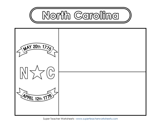 Flags & Seals - North Carolina Flag Coloring Page (Printable PDF Worksheet)