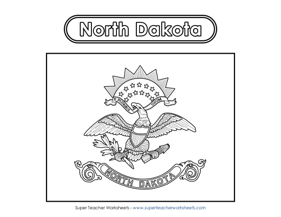 Flags & Seals - North Dakota Flag Coloring Page (Printable PDF Worksheet)