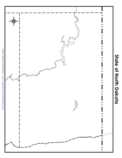 Maps - North Dakota Map (Blank) (Printable PDF Worksheet)