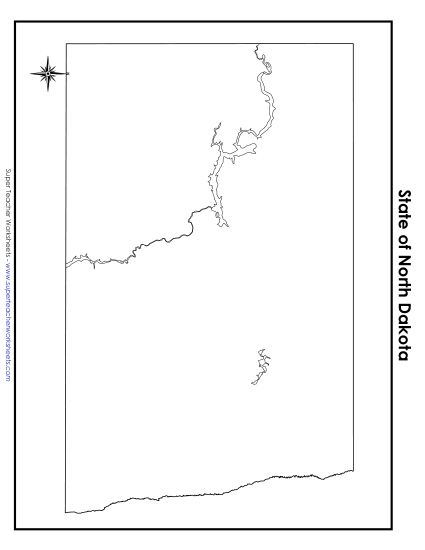 Maps - North Dakota Map (No Bordering States) (Printable PDF Worksheet)