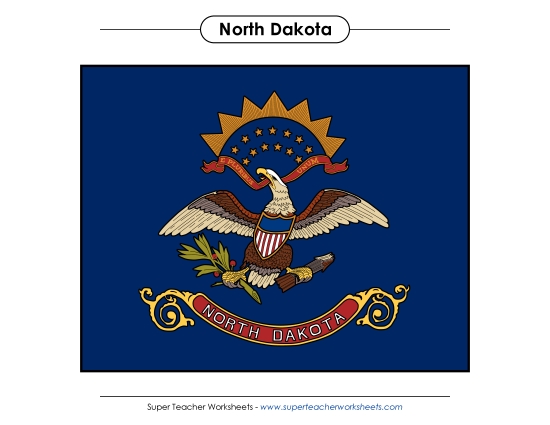 Flags & Seals - North Dakota State Flag (Full-Color Version) (Printable PDF Worksheet)
