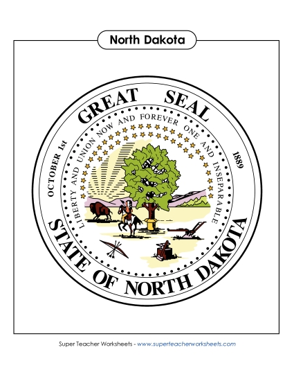 Flags & Seals - North Dakota State Seal (Full-Color Version) (Printable PDF Worksheet)