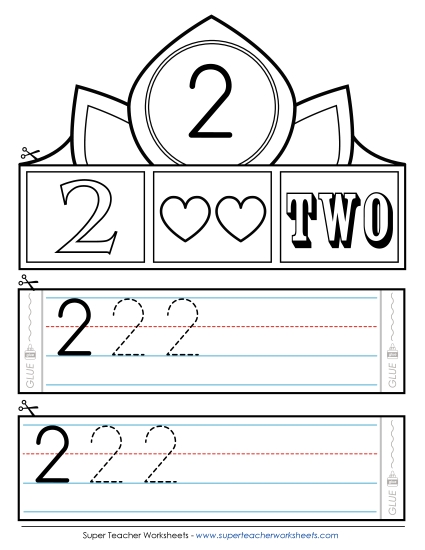 Numbers 1 - 10 - Number 2 Crown (Printable PDF Worksheet)
