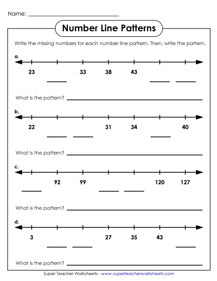 Number Line Patterns - Number Patterns #2 (Printable PDF Worksheet)