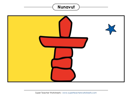 Flag and Coat of Arms - Nunavut Flag (Full Colour) (Printable PDF Worksheet)