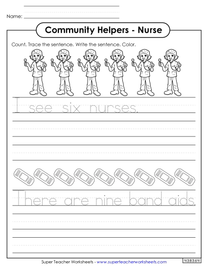 Trace & Write - Nurse (Trace & Write) (Printable PDF Worksheet)