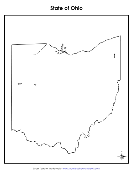 Maps - Ohio Map (No Bordering States) (Printable PDF Worksheet)