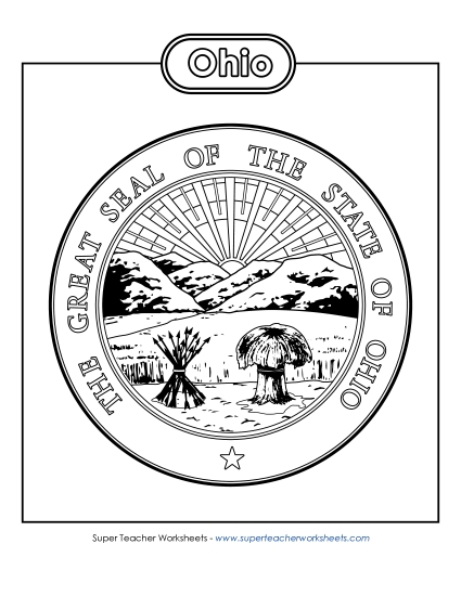 Flags & Seals - Ohio State Seal (Black & White) (Printable PDF Worksheet)