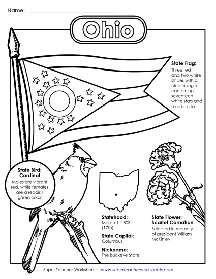 Symbols - Ohio State Symbols Coloring Page (Printable PDF Worksheet)