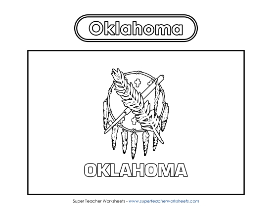 Flags & Seals - Oklahoma Flag Coloring Page (Printable PDF Worksheet)