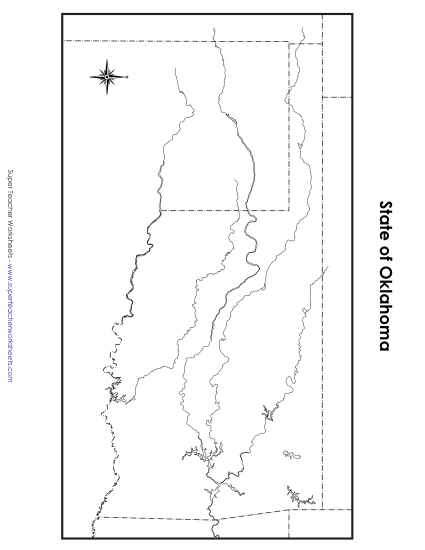 Maps - Oklahoma Map (Blank) (Printable PDF Worksheet)